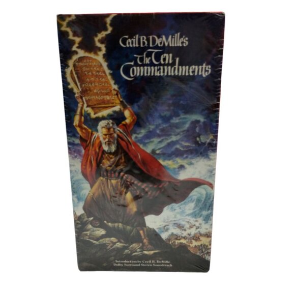 The Ten Commandments 2 Tape VHS, Cecil B DeMille 1990 Charlton Heston - Picture 2 of 7